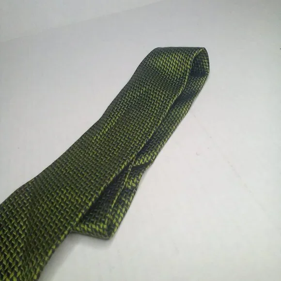 John Hill Executive Collection Men Tie Necktie Silk Green Black - Picture 4 of 7